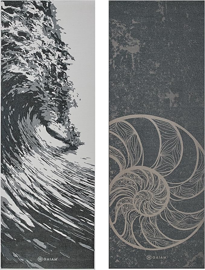 Gaiam Yoga Mat - Premium 6mm Print Reversible Extra Thick Non Slip Exercise & Fitness Mat for All Types of Yoga, Pilates & Floor Workouts (68" x 24" x 6mm Thick)-GravixFit