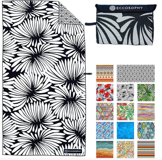 ECCOSOPHY Microfiber Beach Towel - Sand Free Towels are Quick Dry, Light Weight, Super Absorbent - Perfect Pool, Travel, Cruise, Camping Essentials - Oversized Extra Large for Adults 71x35 in-GravixFit